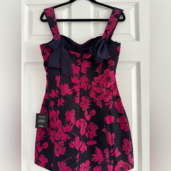 NWT Lulu's navy and pink Floral Mini Dress tie straps size small - Picture 8 of 9